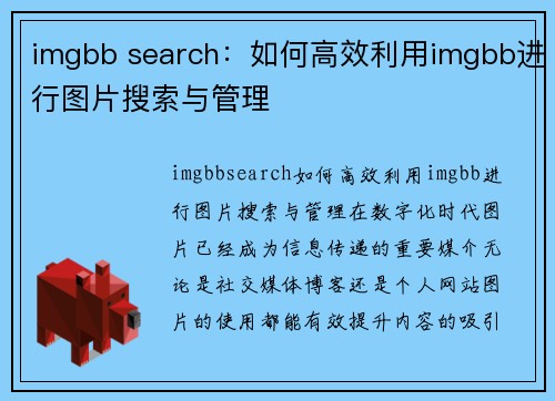 imgbb search：如何高效利用imgbb进行图片搜索与管理